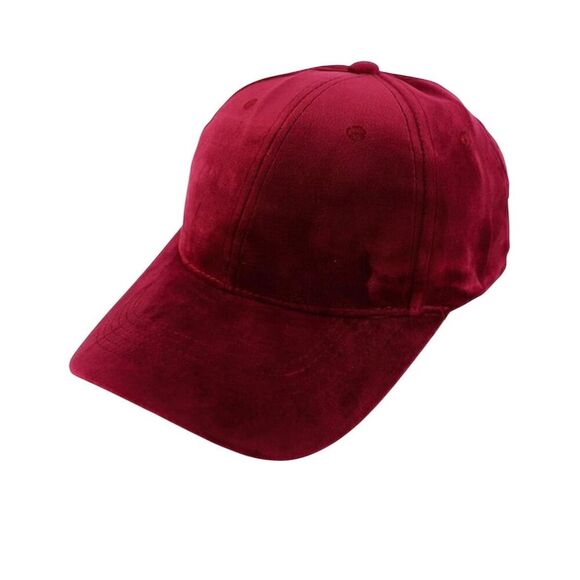 Wine Red Velvet Unisex Adjustable Dad Hat Baseball Cap Casual - Picture 1 of 10